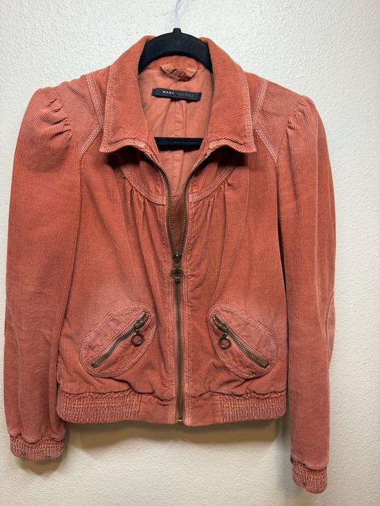 Marc Jacobs Jackets & Blazers - Marc Jacobs Vintage Corduroy Bomber Jacket Puff Sleeve Full Zip Rust Orange 6